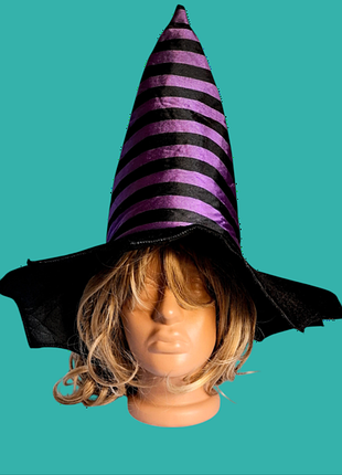 Шляпа велюровая колпак ведьмы halloween карнавальный фиолетово-черный