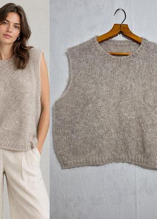 Вязаная безрукавка оверсайз воздушная из смеси мохера и альпаки  hand made