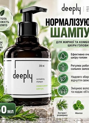 Нормалізуючий шампунь deeply normalizing shampoo для жирної шкіри голови від себуму, стайлінгу та забруднень 250 мл