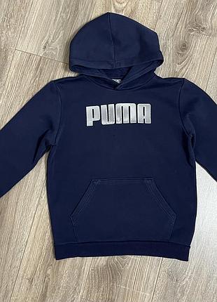 Худі на флісі для хлопчика puma темно-синє на 11-12 років, зріст 146-152