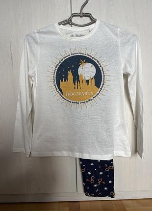 Піжама для хлопчиків та дівчаток harry potter біла, синя, 10-12 років, 100% котон