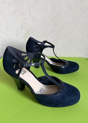Замшеві туфлі good for the sole (debenhams) р. 38 (uk 5) wide fit, темно-сині, стійкий підбор