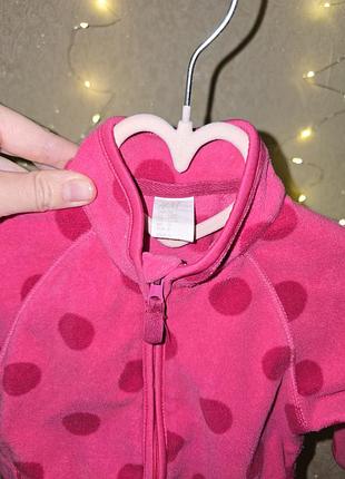 Кофта для дівчаток h&m флісова в горошок рожева 4