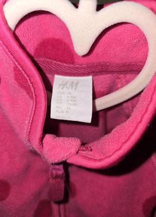 Кофта для дівчаток h&m флісова в горошок рожева 5