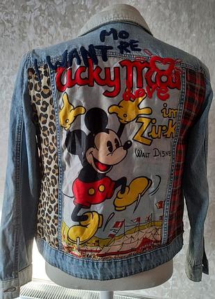 Жіночий джинсовий жакет desigual disney з мікі маусом, розмір м