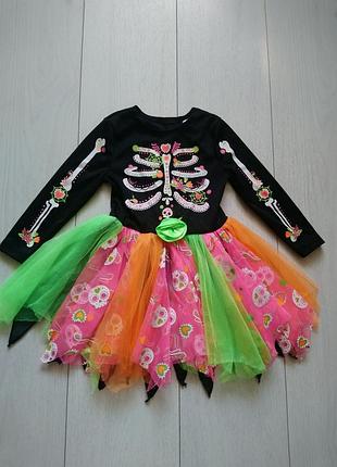 Карнавальное платье скелет ведьмочка на хеллоуин halloween 1,5-2 года
