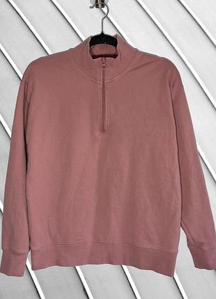 Жіночий світшот baukjen m 38 10 44, рожевий 1/4 zip, вільний, з мікрофлісу, теплий, базовий, з коміром і блискавкою, демісезонний