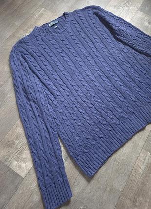 Свитер "косы" ralph lauren в редком составе и размере 3xl/шелк и лен