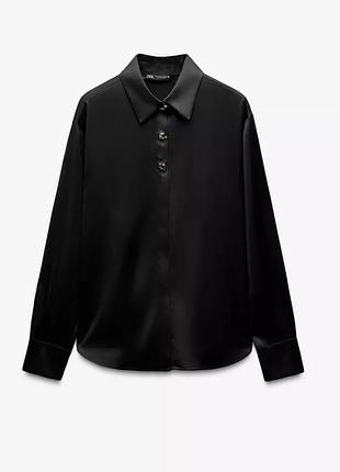Блузка жіноча zara атласна чорна
