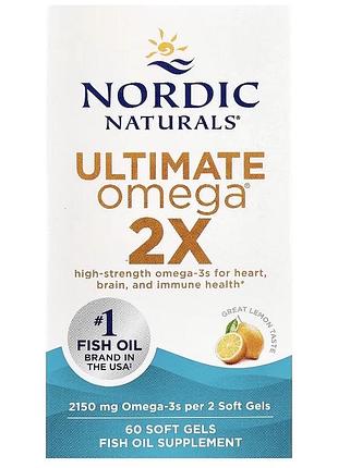 Ultimate omega 2x, омега-3 кислоти, з лимонним смаком, 2150 мг, 60 капсул (1075 мг у капсулі)