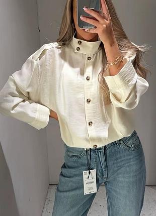 Жіноча сорочка zara молочна розмір s