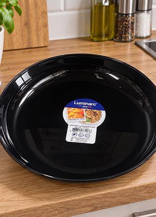 Блюдо luminarc friends time black p6375 25 см 🇫🇷 глибока чорна тарілка з бортиками для піци закусок подачі люмінарк чорна кругла 250 мм нова акція 🔥