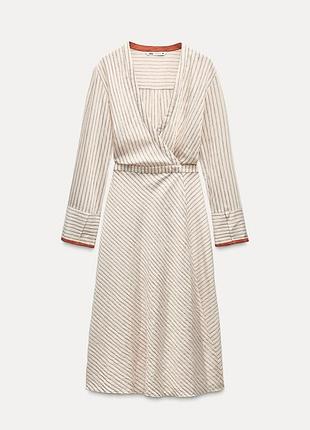 Сукня міді жіноча zara на запах у смужку