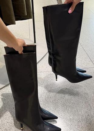 Чоботи на підборах zara нова колекція 36, 37, 38, 39, 40, 41