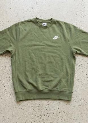 Оригінальний світшот nike sportswear club fleece, розмір xs — оливковий