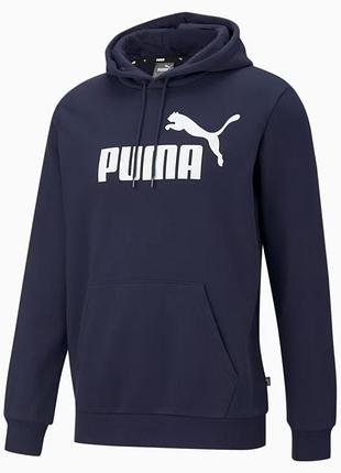 Тёмно синяя кофта/худи puma essentials big logo cotton fleece hoodie under ck polo era original xl-xxl(2xl)-3xl nike x jordan