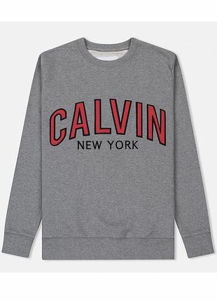 Серая мужская кофта/свитшот calvin klein new york graphic crew neck sweatshirt ck polo ny era grey original s-m nike x jordan