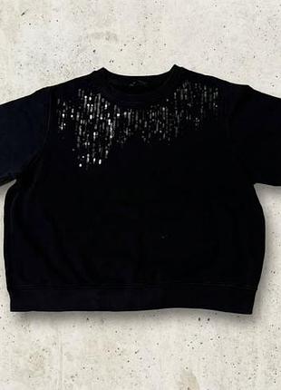Ошатний чорний світшот із паєтками m&s collection (marks & spencer), оверсайз