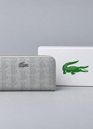 Мужской серый стильный кошелек lacoste (в3)