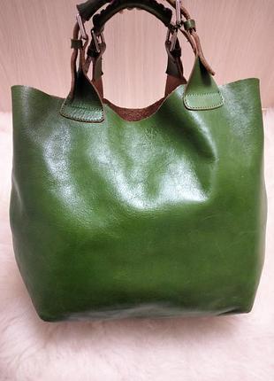 Добротна шкіряна сумка шоппер genuine leather