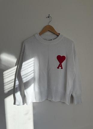 Светр жіночий ami paris wool ami de cœur crewneck білий
