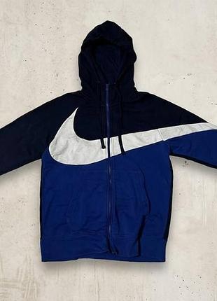 Оригінальне спортивне зіп-худі nike big swoosh, розмір m — колорблок
