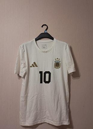 Футболка чоловіча adidas біла бавовняна s m messi 10 футбольная