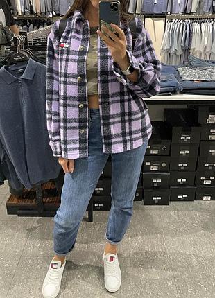 Жіноча тепла сорочка tommy hilfiger у клітинку, фіолетова
