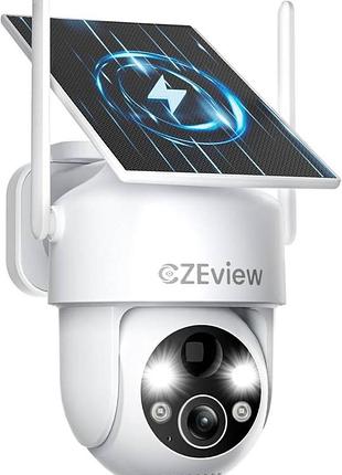 Зовнішня wi-fi камера відеоспостереження czeview zy-c6, 2k, ptz 360°, сонячна панель, ip65