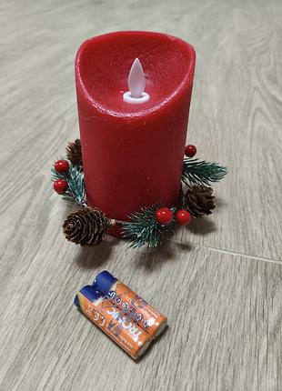 Світлодіодна led свічка з натурального воску livarno home з таймером та декором