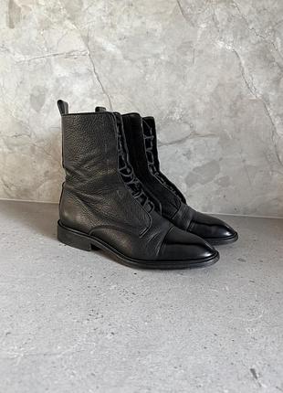 Осінні черевики 36 розмір натуральна шкіра чорні ботинки сапоги massimo dutti