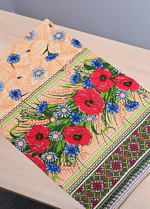 Полотенце для кухни - 100 % хлопок рогожка, размер 48*73 рисунок - маки.