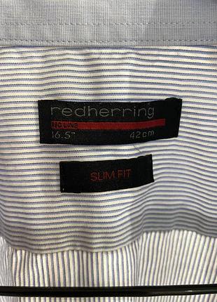 Чоловіча сорочка red herring slim fit у смужку, блакитна, розмір 16.5"/42 см