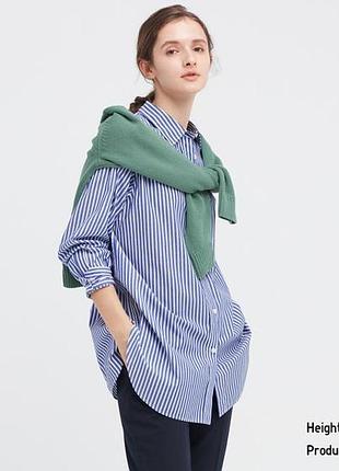Жіноча оверсайз сорочка рубашка блуза блузка в смужку бренд uniqlo, р.s