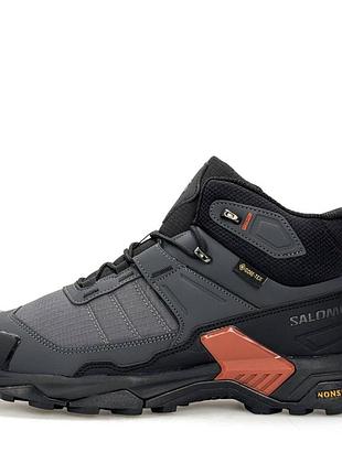 Мужские кроссовки salomon x ultra 4 mid fur grey black orange