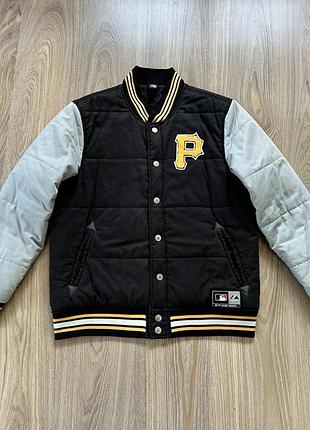 Мужской винтажный бомбер куртка majestic mlb pittsburgh pirates