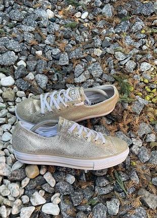 Шкіряні золоті кеди converse chuck taylor all star gemma ox (37.5 розм. / 24 см)