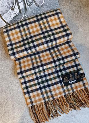 Шерстяной шарф barbour dress tartan шерсть кашемир оригинал в песочно бежевых тонах