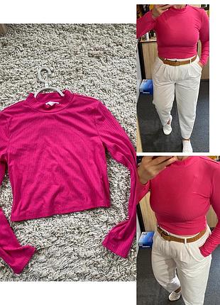 Базовий рожевий вкорочений гольф в рубчик,primark,p.10-12