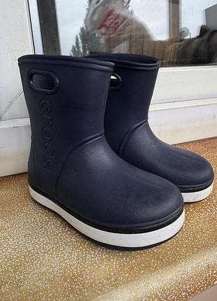 Дитячі гумові чоботи crocs crocband rain boot 24–25, темно-сині
