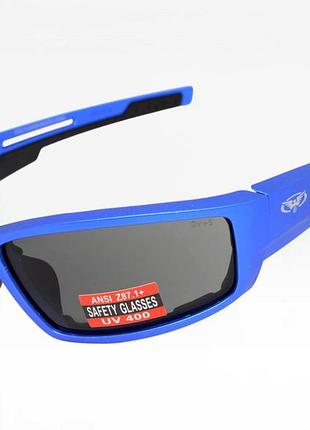 Очки защитные global vision sly metallic blue (gray), серые линзы в оправе синий металлик