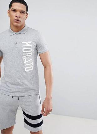 Серая футболка поло энтоны морато antony morato vertical logo polo, l, оригинал