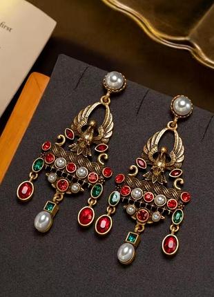 Роскошные серьги с маркировкой в стиле геральдика, прекрасная детализация, люкс качество