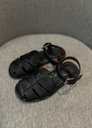 Босоніжки та сандалі для дітей zara чорні, шкіряні