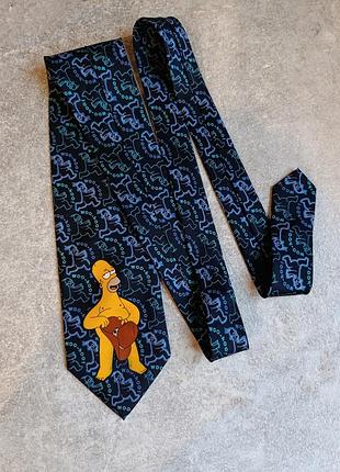 Шелковый винтажный галстук симпсоны гомер the simpsons silk tie vintage y2k