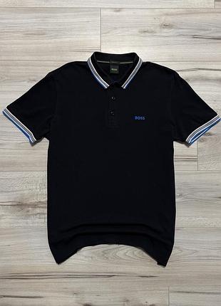 Чорна преміальна поло футболка хуго босс hugo boss paddy polo, l, оригінал