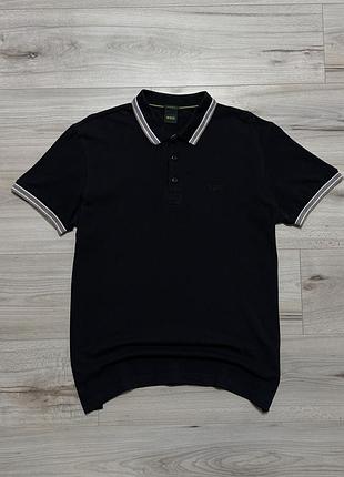 Черная премиальная поло футболка хуго босс hugo boss paddy polo, l, оригинал