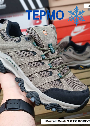 Женские термо кроссовки merrell moab 397x gore-tex хаки с зеленым