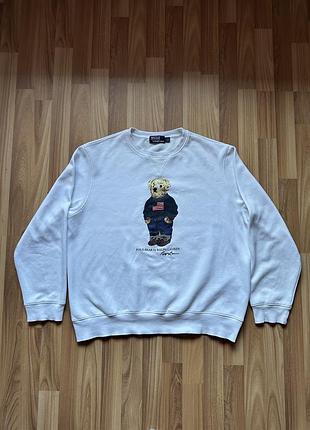 Світшот polo ralph lauren polo bear, білий, розмір l, 100% котон