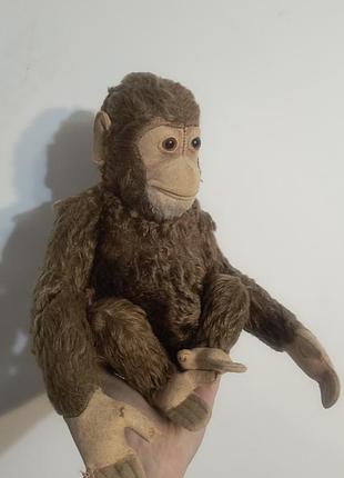 Винтажная обезьянка steiff джоко (1949–1965), шарнирная, коричневый мохер, 30см,
